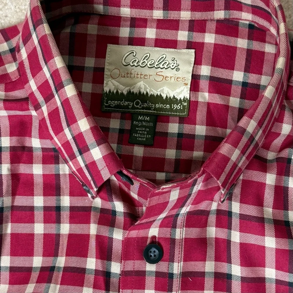 Cabela’s Outfitter Series Mens Long‎ Sleeve Red Plaid Button Down Quality Cotton